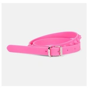 Christian Louboutin Loubi Spike Rubber Belt in Fluorescent Pink Size 30/75